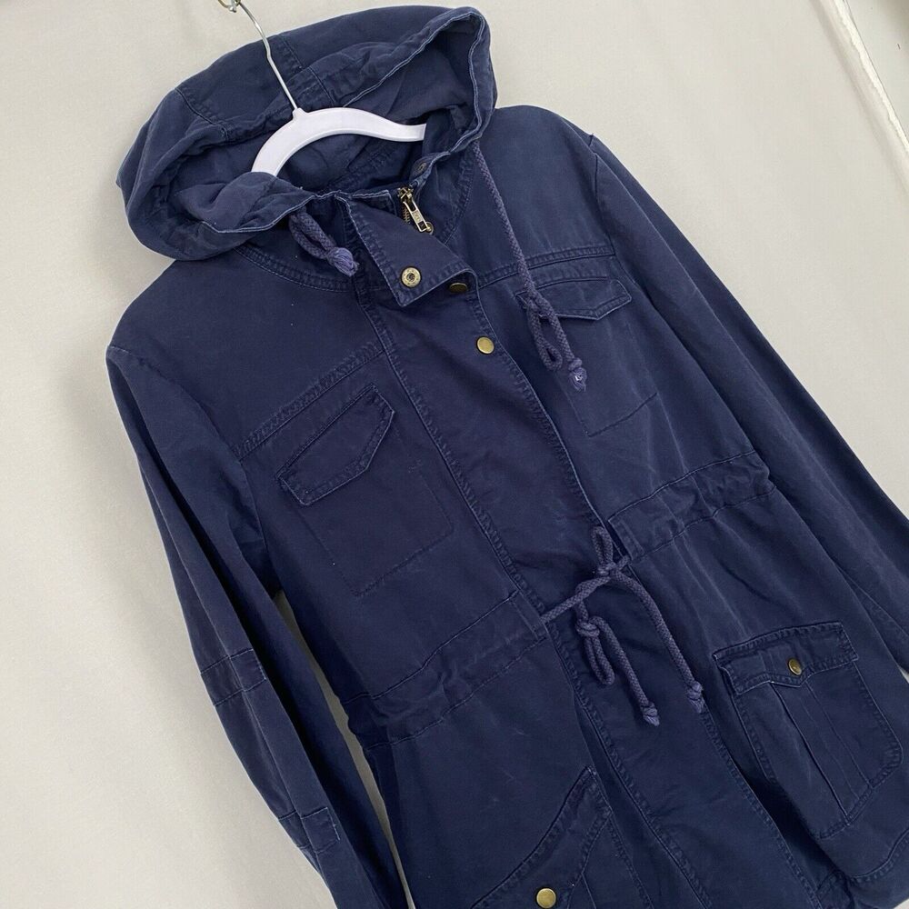 Some Days Lovin Jacket Womens Medium Blue Canvas Cargo Lace Up Back Parka PacSun - Picture 3 of 12